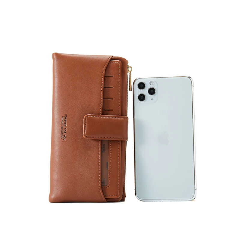 

2020 New Vintage Button Phone Purses Women Wallets Female Purse Leather Brand Retro Ladies Long Zipper Woman Wallet Card Clutch