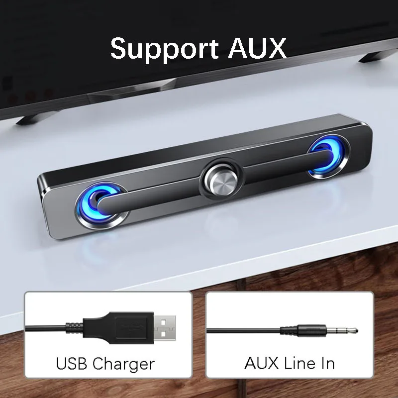 USB Wired Powerful Computer Speaker Bar Stereo Sub-woofer Bass speaker Surround Sound Box for PC Laptop phone Tablet MP3 MP4 | Электроника