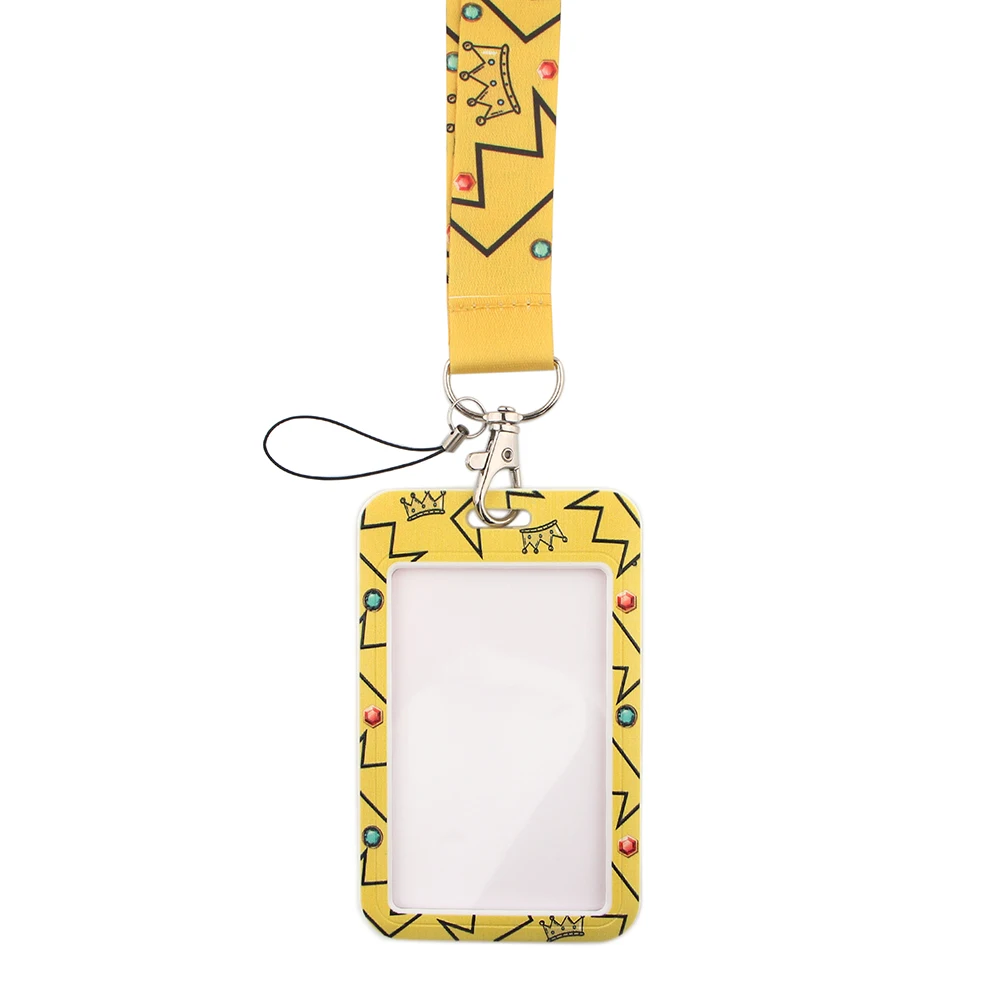 

HJ184 Office Card Sets ID Badge Case Clear Bank Credit Card Badge Holder Cartoon Anime Lanyards Imperial Crown Keychain