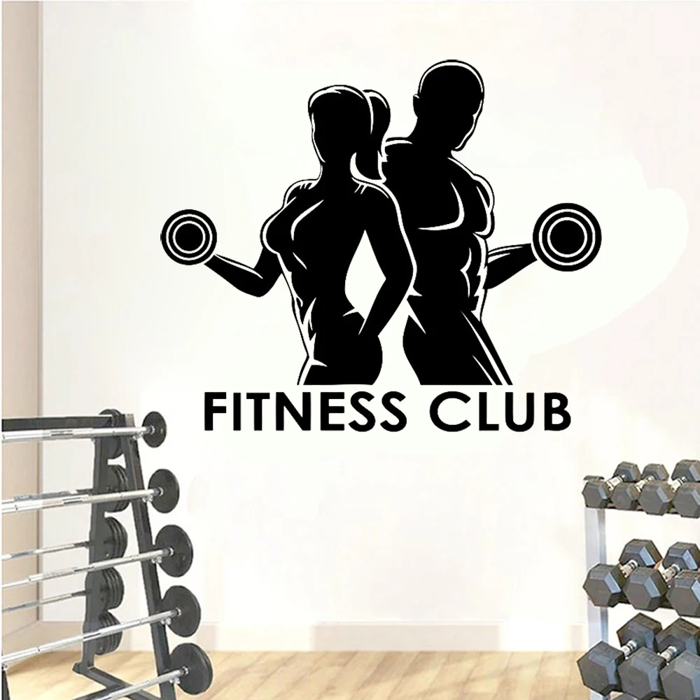 

Man Woman Gym Wall Stickers Fitness Club Sport Wall Decal Vinyl Art Decor Sticker Mural Removable Gym Decoration Decals C373