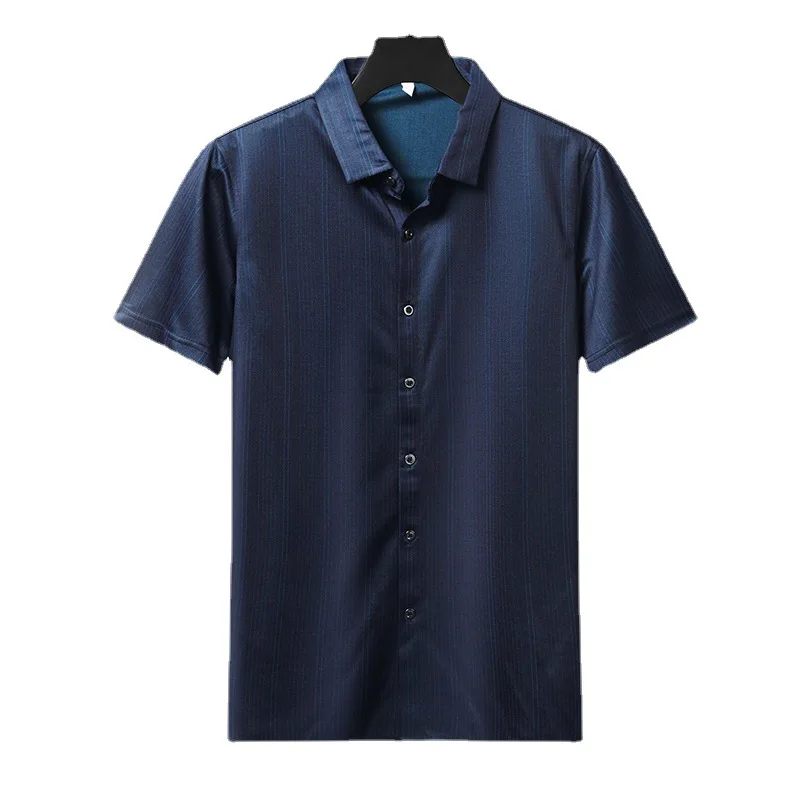 

New summer men's Short Sleeve Shirt middle aged men's casual fashion Lapel thin loose shirt men's Silk
