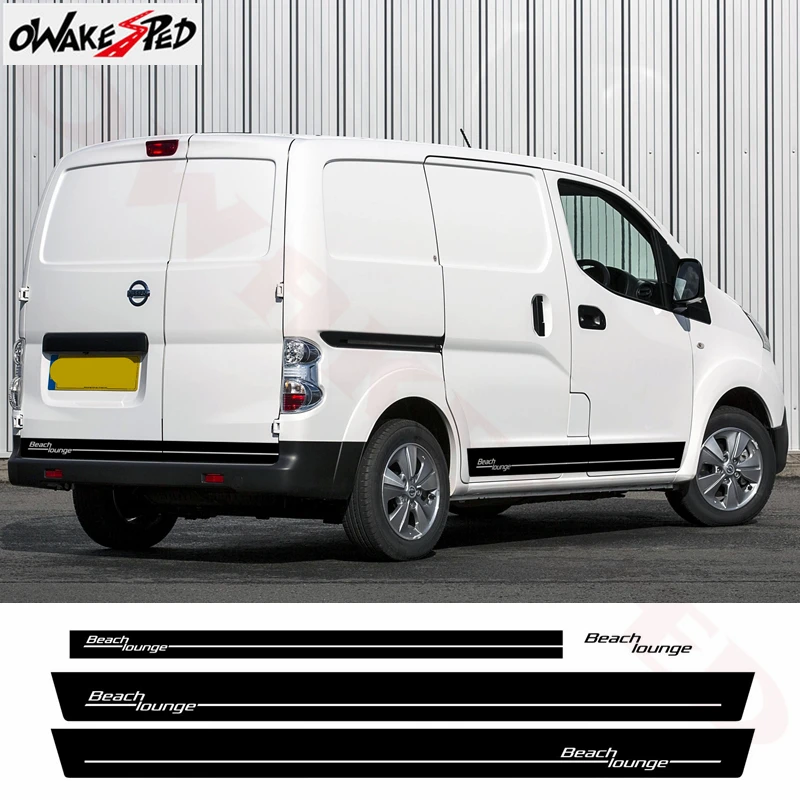 Графическая наклейка для Nissan Evalia NV200 Пляжная с боковыми полосками декор кузова