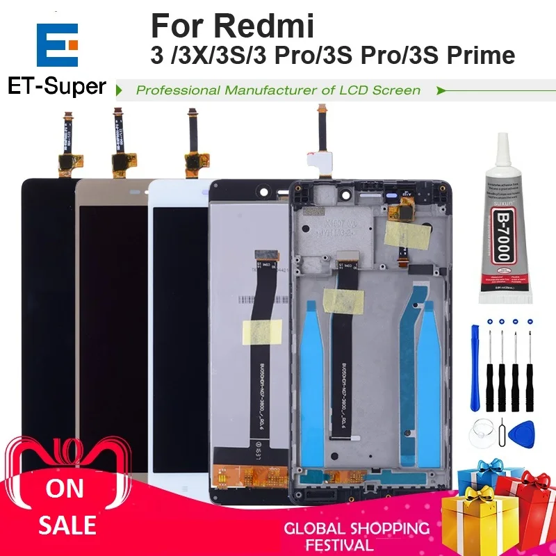 Оригинальный дисплей для Xiaomi Redmi 3 3S 3X 3Pro сенсорный экран с дигитайзером в сборе Pro