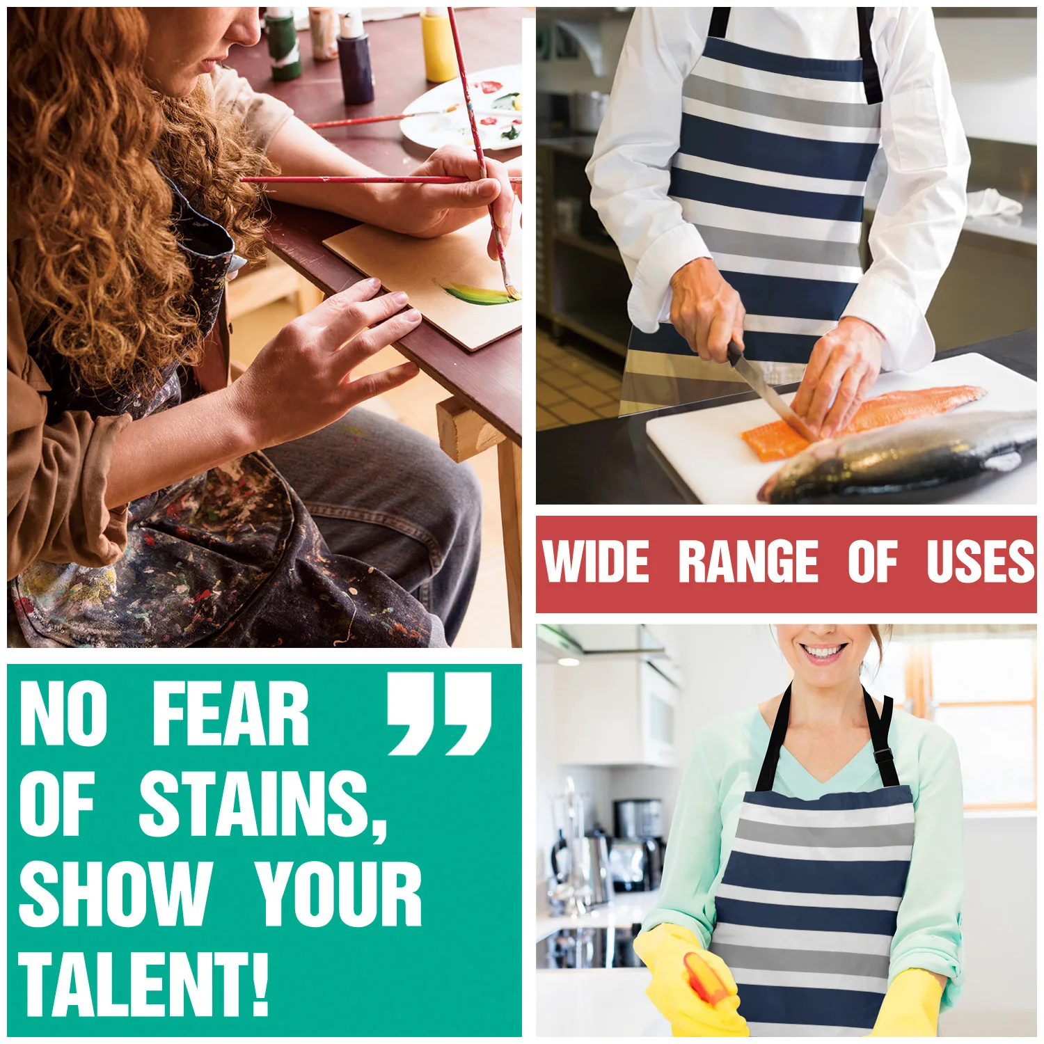 Кухонный Фартук в полоску синий белый серый Регулируемый нагрудник для барбекю