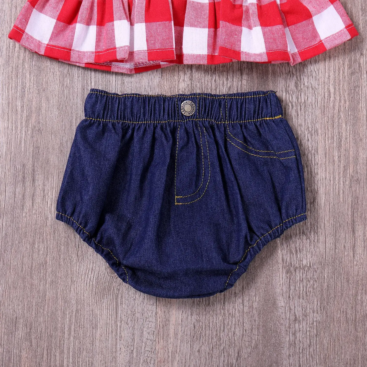 

Cute Newborn Baby Girl Summer Clothes 3pcs Off Shoulder Tops+Plaid Short Dress+Headband Outfits 0-30M baby girl clothes set New