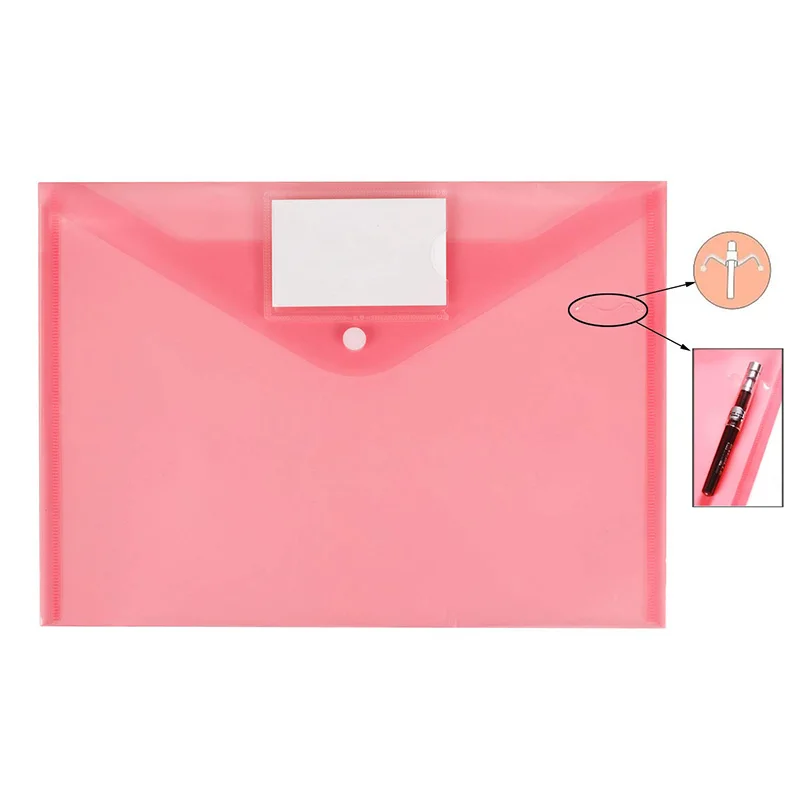 Пластиковая прозрачная папка с карманом для этикеток/застежкой кнопкой Размер A4