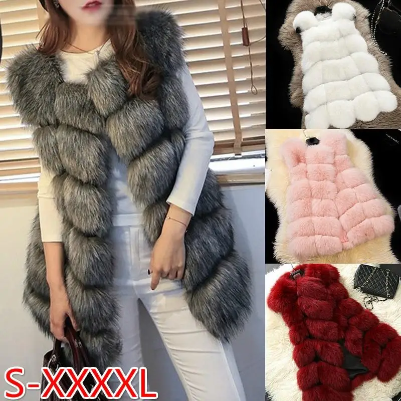 Универсальный женский жилет из искусственного меха с широкой талией однотонное