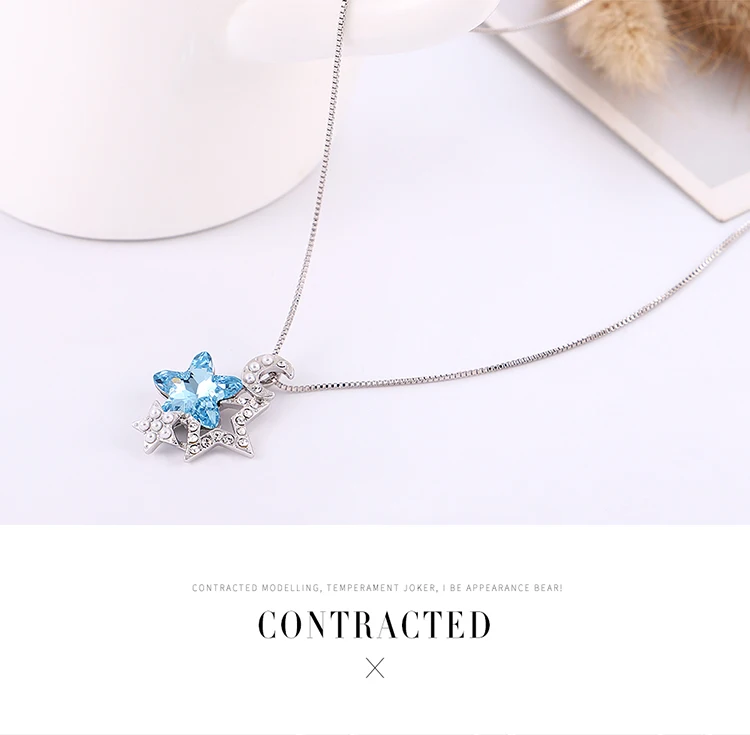 

Crystals From Swarovski Necklace Women Bohemian 2020 New Moon Star Choker Necklace Bijoux femme Trendy Jewelry Bridesmaid Gift