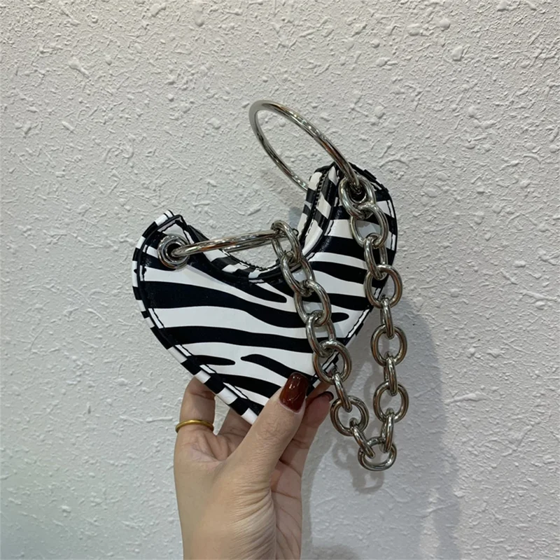 

Zebra pattern snake pattern heart-shaped underarm bag new style ladies chain shoulder bag