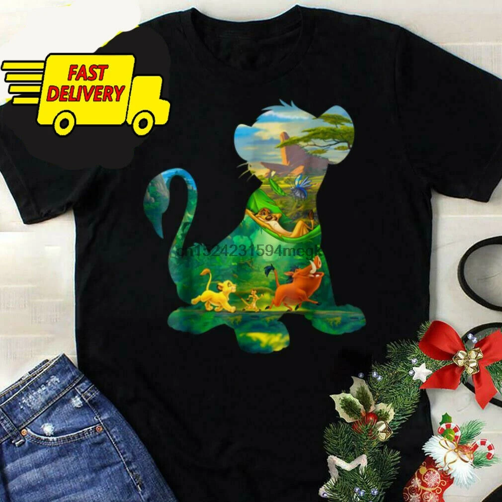 Потрясающая черная хлопковая Футболка с изображением короля льва Симбы размер S