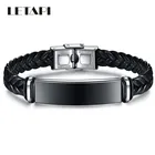 LETAPI, новые модные персонализированные браслеты из нержавеющей стали, плетеные браслеты из натуральной кожи, мужские браслеты, Индивидуальные ювелирные изделия