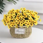 Букет из шелковых роз, 22 головок подсолнуха, для украшения дома, свадьбы, столового стола