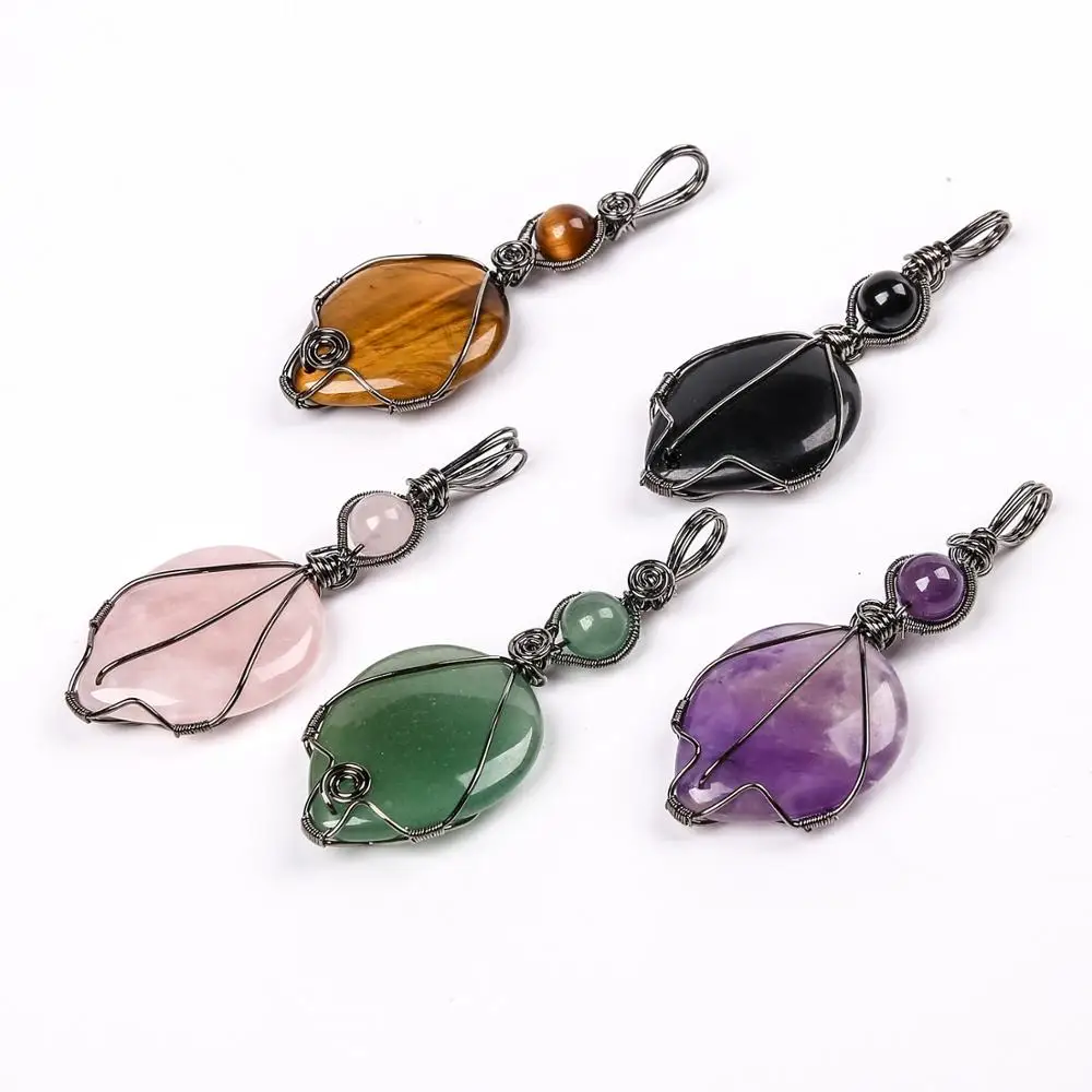 

Подвеска из медной проволоки «глаз Хора», двустороннее ожерелье ручной работы с подставкой в виде капель воды, натуральный кристалл, бижутерия, 2020