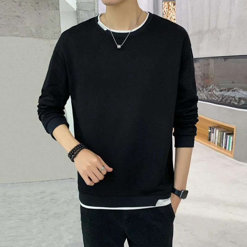 

2020 Осень Новые тенденции в простом стиле чистый цвет личность майка для мужчин короткий рукав на каждый день модный свитер молодежи свободн...