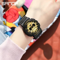 sanda sports women men watch dual display 50m waterproof wrist watch for male female clock relogio feminino high quality 2021