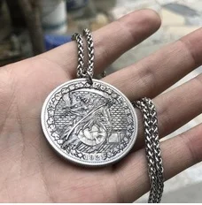 Счастливое винтажное двойное ожерелье с подвеской монеткой в виде орла черепа