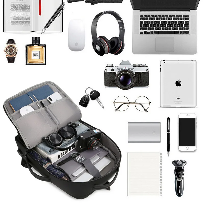

Men's Backpack Laptop 15.6 Inch Computer Back Pack Male Usb Charging Large Capacity Waterproof Nylon Black Business Men Backbag