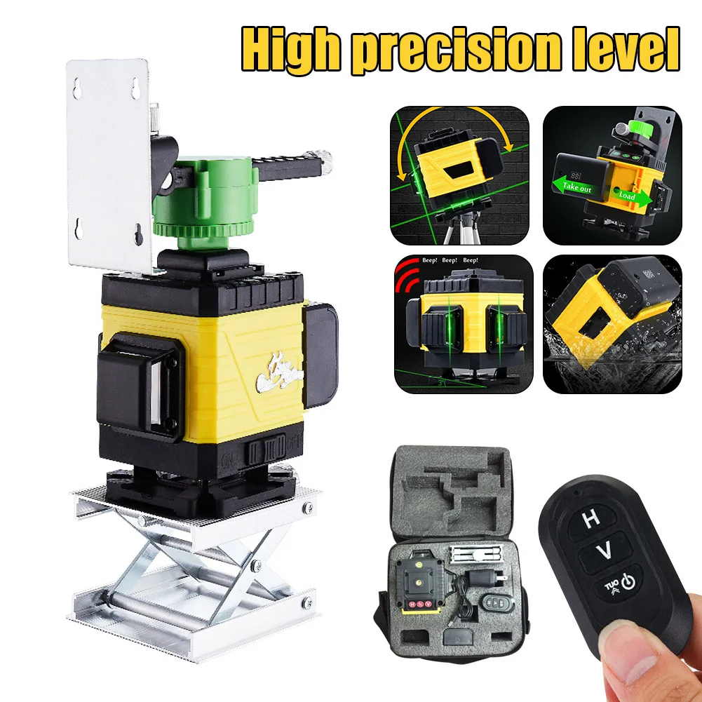 

Self-leveling System 16 Lines 4d 360 Degree Green Level Auto Self Leveling Rotary Cross Measure Tools For Construction Level Kit