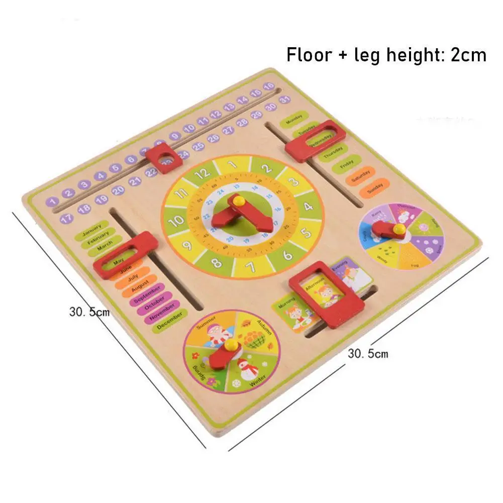 

New Montessori Wooden Toys Baby Weather Season Calendar Aid Puzzle Preschool Teaching Time Toys Educational Cognition Clock L6G0