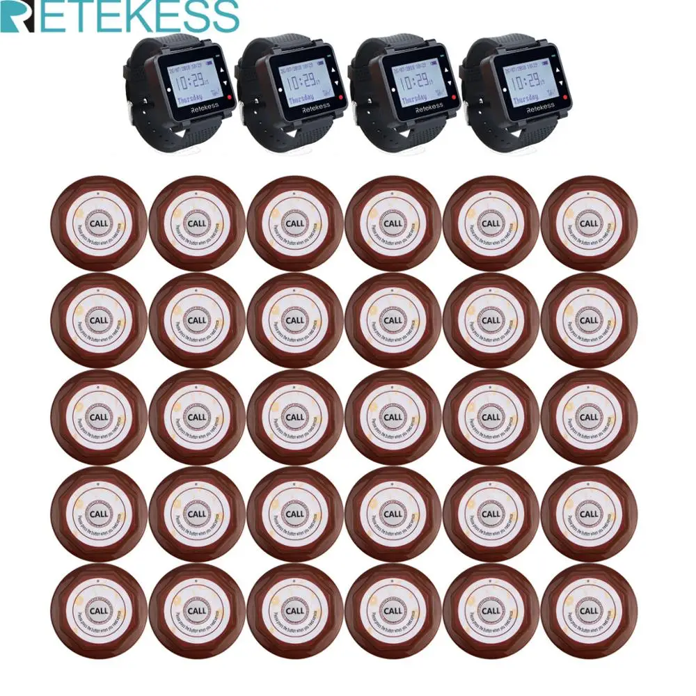 Retekess ресторанный пейджер Беспроводная система вызова Настольный звонок 4 T128