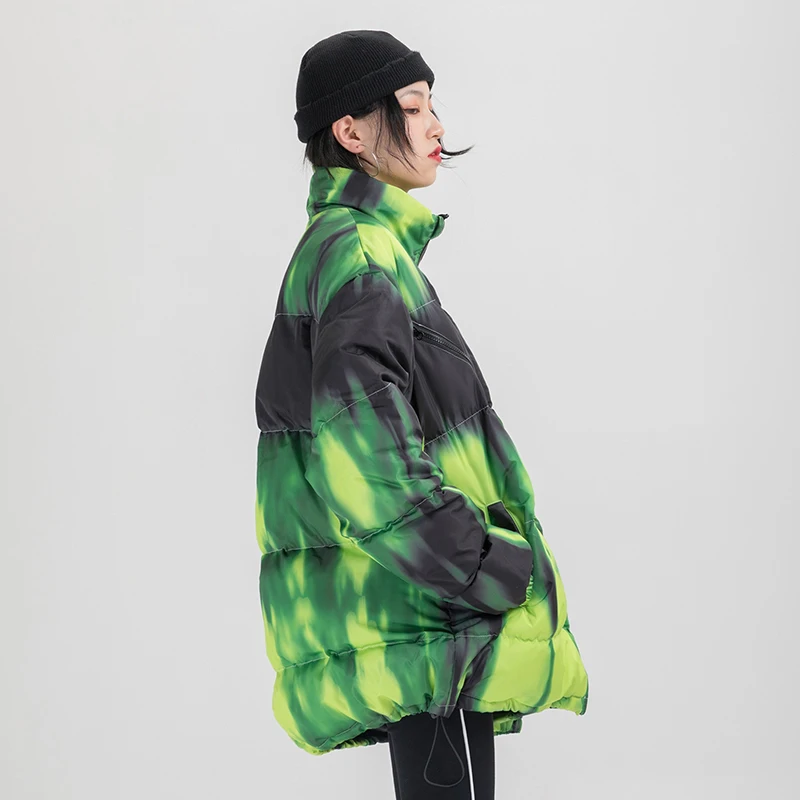 Иллюзия Tie Dye Puffer стеганая зимняя куртка мужская парка хип-хоп уличная куртка пуховик пальто Верхняя одежда ветровка мужская верхняя одежда
