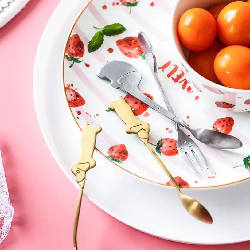 Оригинальная стоячая ложка из нержавеющей стали в виде мультяшного слона щенка