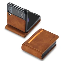 luxury leather wallet case for samsung galaxy z flip 3 cover card slot business phone shell for samsung z flip 3 case zflip3