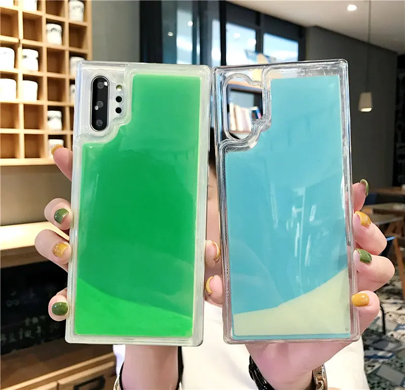 Светящиеся неоновые песком чехол для samsung galaxy Note 10 Plus 9 8 S10 Lite S8 S9 плюс силиконовый