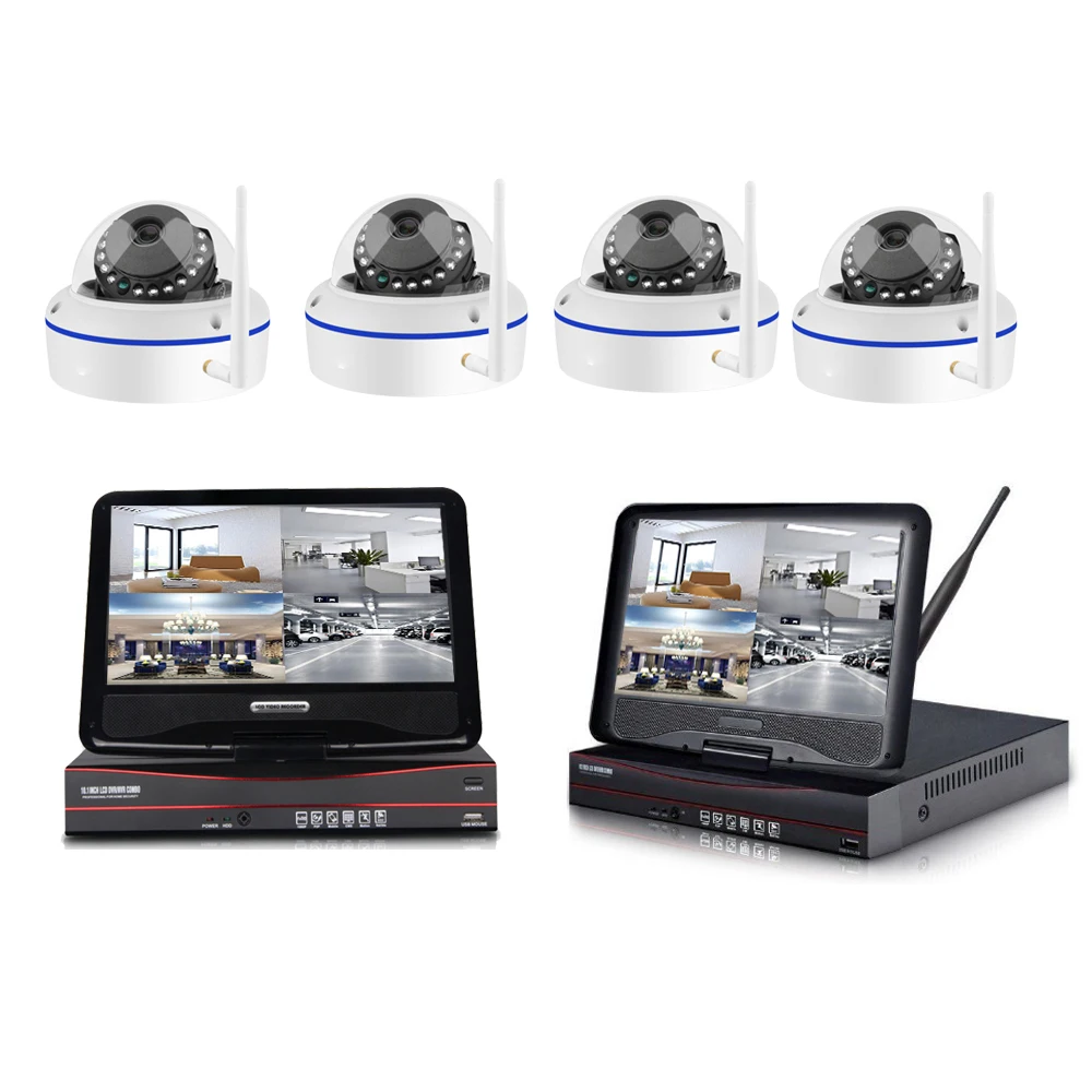 1080P Беспроводной NVR Kit 10 дюймов ЖК-дисплей монитор 2MP купольная камера с WiFi P2P мобильный монитор телефона видео доя домашнего безопасности Системы наблюдения