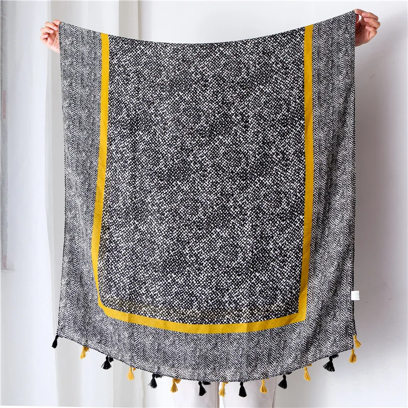 

Vintage Animal Leopard Printed Viscose Shawl Scarf Bandana Print Cotton Scarves and Wraps Tassel Soft Foulard Muslim Hijab Cap