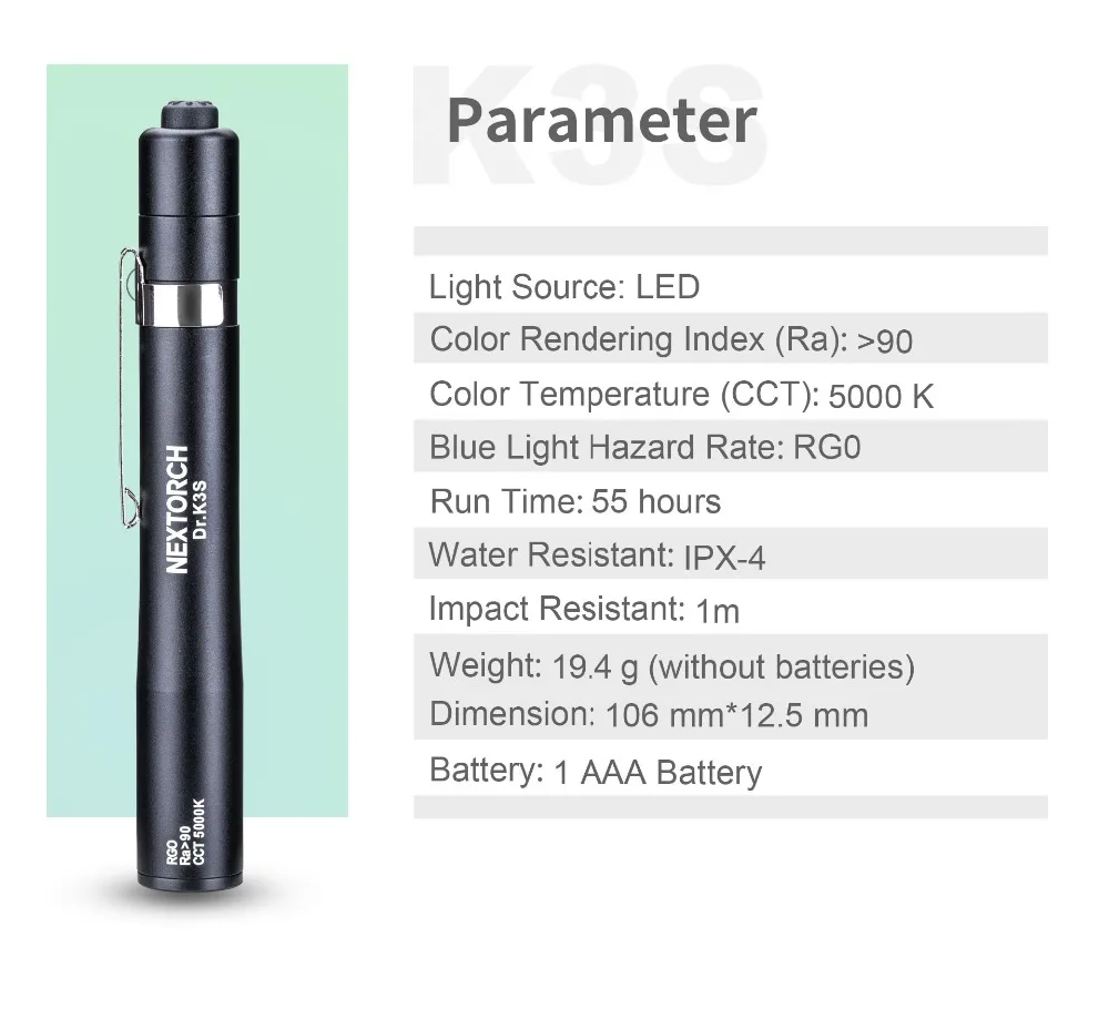 Профессиональная Медицинская ручка NEXTORCH легкий корпус с зажимом для врачей