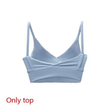 Blue top 2 предмета Для женщин спортивные костюмы одежда для фитнеса, тренажерного зала бесшовные Высокая Талия Леггинсы спортивный пуш-ап бюстгальтер одежда для йоги комплект Женская спортивная одежда - Цвет: Blue top