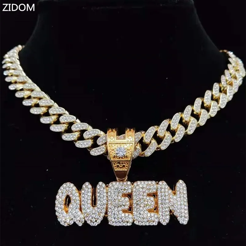 Для мужчин и женщин в стиле хип хоп KING QUEEN колье с подвеской виде буквы 13 мм