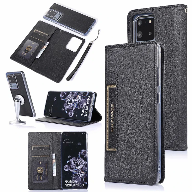 detachable magnetic flip leather case for samsung s20 ultra note 10 9 8 s10 s9 s8 plus s7 edge wallet book phone case covers free global shipping