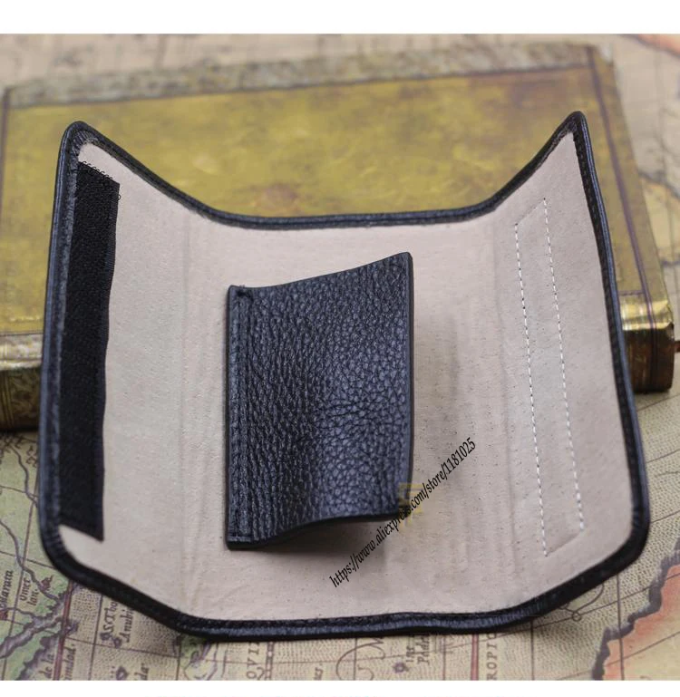 

High Quality Portable Black Guine Leather Folding Watch Bag Watch Travel Pouch Watch Holder Jewelry Packaging Props