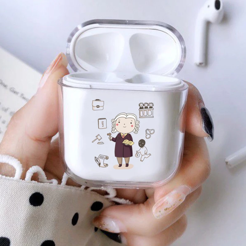 Прозрачный чехол для наушников с милым мультипликационным принтом s Apple Airpods
