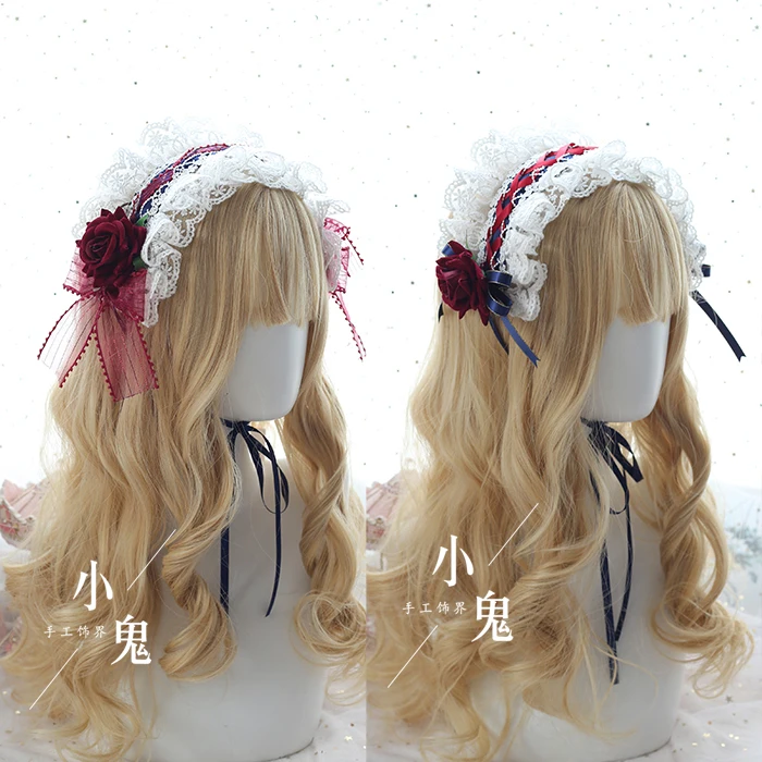 

Origional Japanese-style SOFT Girl Lolita White Lace Headdress Lolita Versatile KC Hair Band Lolita Tradescantia Sillamontana