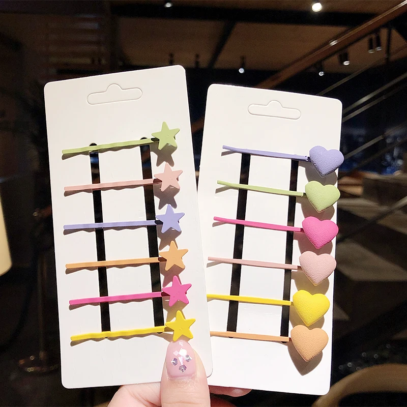 6 шт./лот Новинка Милые разноцветные заколки для волос в виде звездочек с цветами