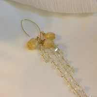 sweet earrings jasmine crystal long tassel earrings female simple and cute forest earrings golden earrings fashion jewelry gifts