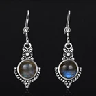 Женские серьги из натурального Лабрадорита в винтажном стиле