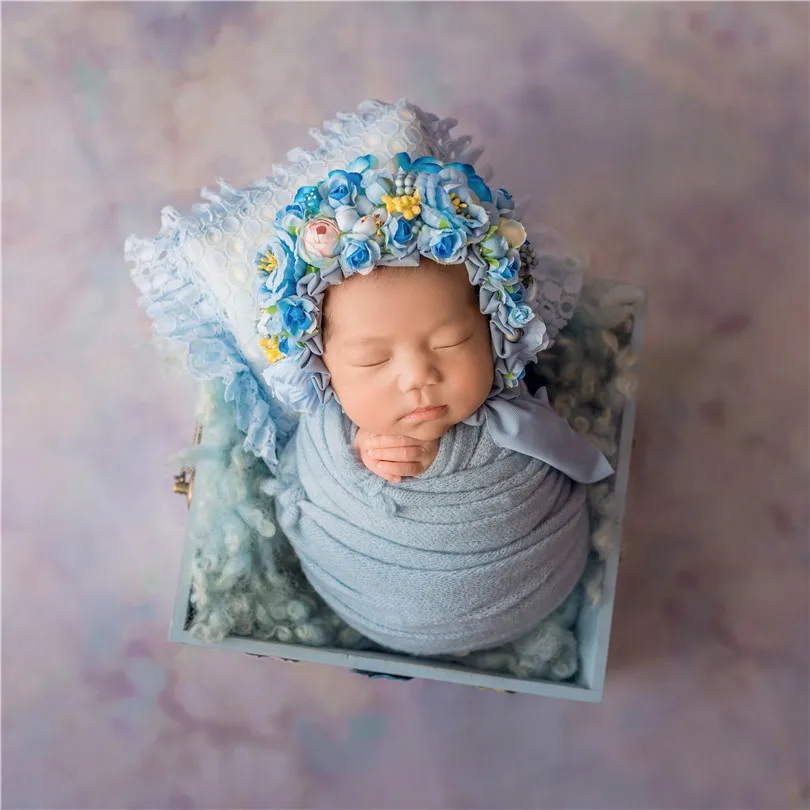 Pink Sunflower Garden Floral Bonnet Hat Knit Newborn Flower Photography Shoot Baby Girl Photo Props | Детская одежда и обувь