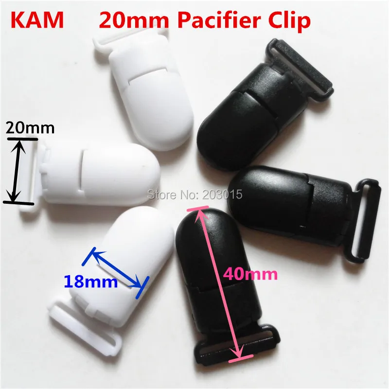 

(2 color) 200pcs KAM 4/5'' 2.0CM plastic baby Dummy pacifier soother Clips Suspender Clips for 20mm ribbon