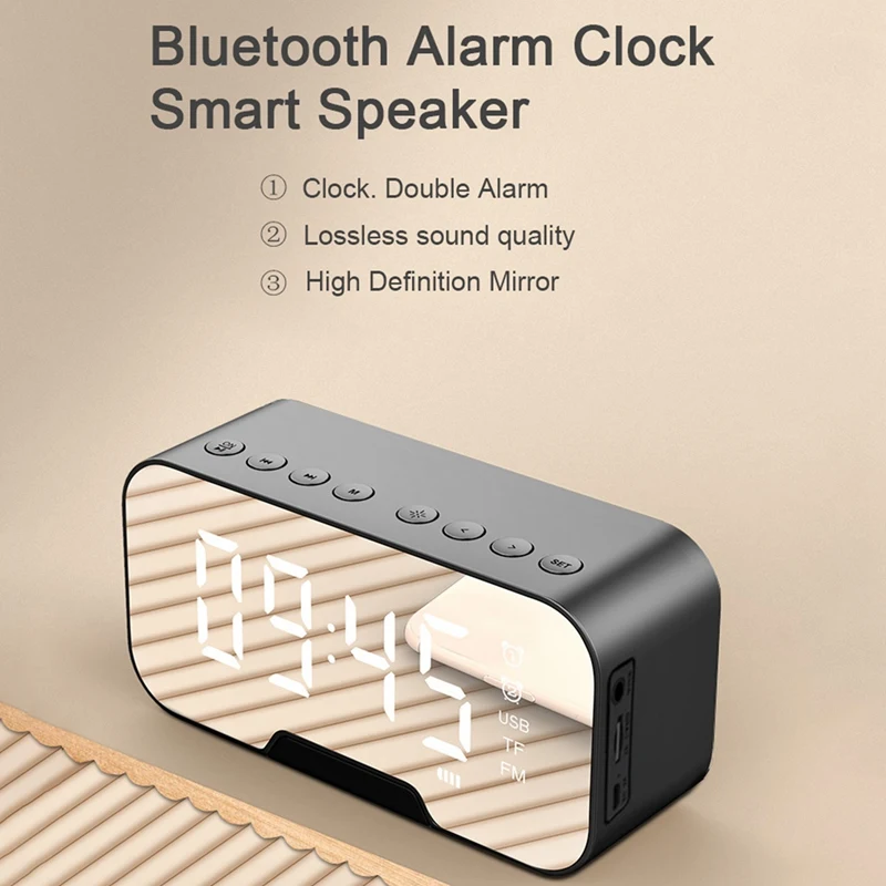 Портативный беспроводной светодиодный Зеркальный Цифровой Bluetooth динамик с