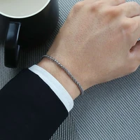 3mm bracelet for men women curb cuban rolo box wheat link chain stainless steel mens bracelets chains fashion jewelry dkbm01