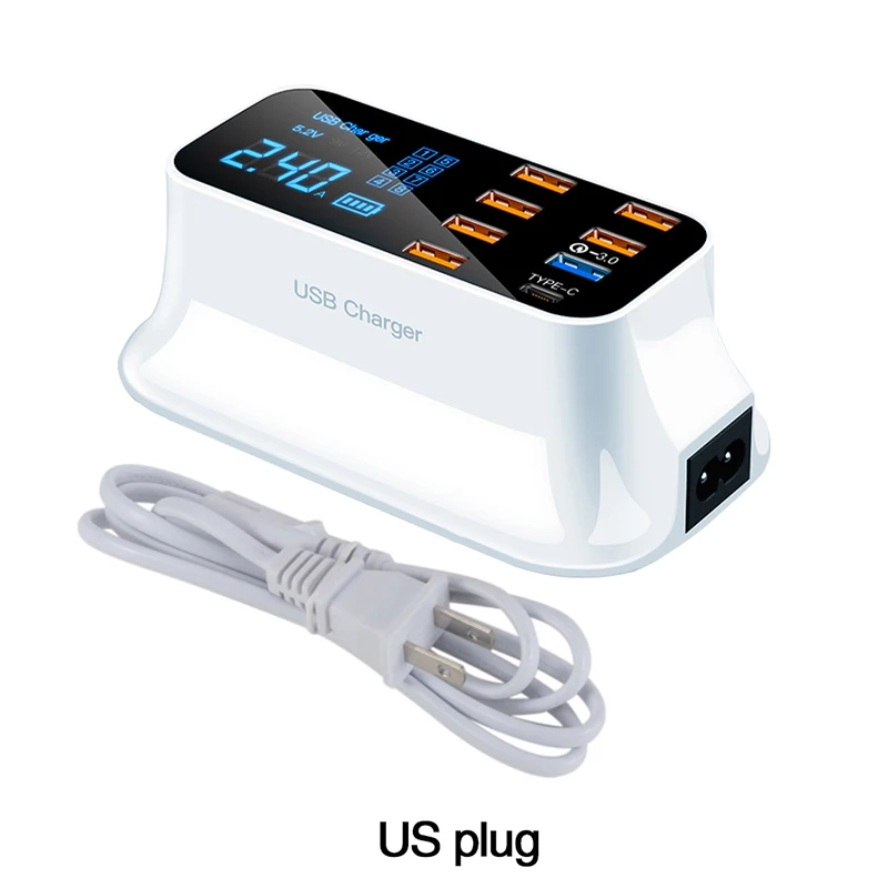 ЖК-дисплей с цифровым дисплеем зарядное устройство 8 портов USB для Xiaomi Huawei Samsung iPhone
