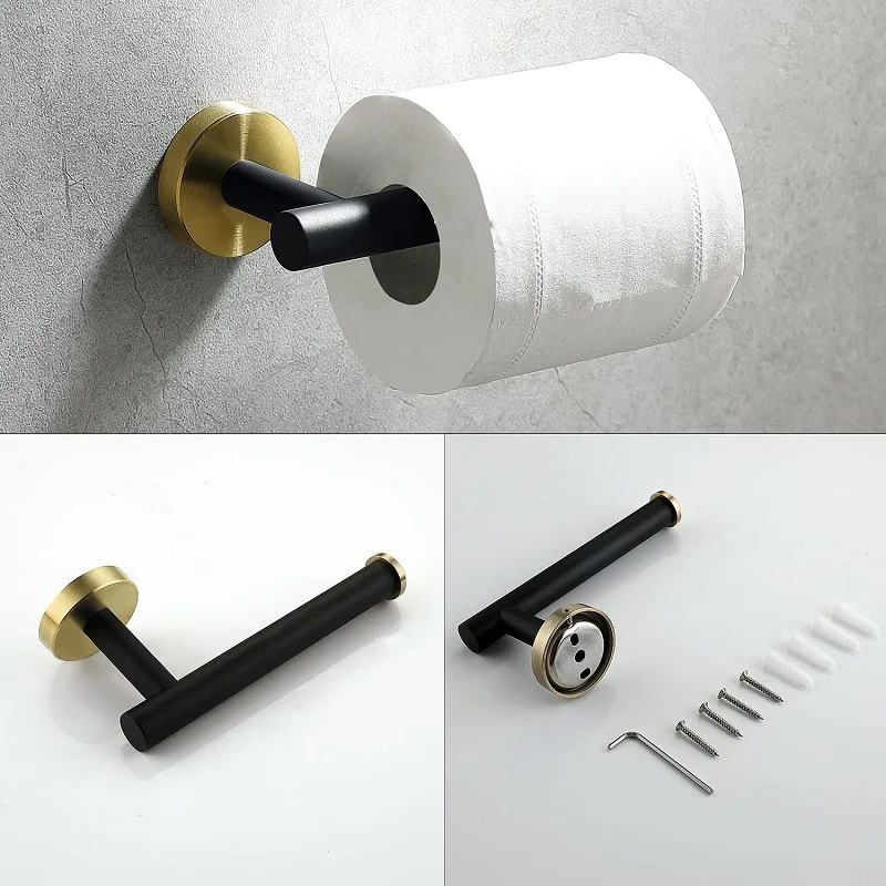 ELLEN Bathroom Accessories Toilet Paper Holder Towel Holder Set Bath Shower Towel Ring Robe Hook Black Hardware ELB5600 images - 6