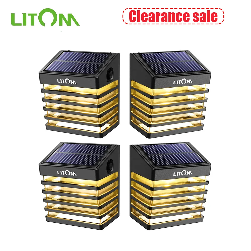 Уличный светодиодный светильник LITOM на солнечной батарее 4 шт. 2 режима IP65