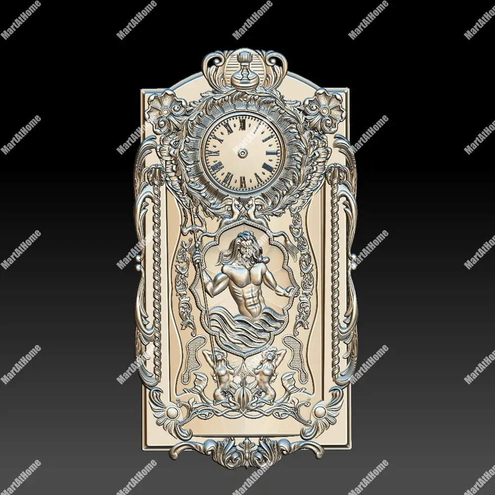 Нептун настенные часы шаблон 3D STL модель для ЧПУ маршрутизатор гравировка и