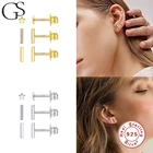 GS 3 штуки 925 серебряные серьги комплект ювелирных изделий для женщин Циркон S925 Стерлинговое плата пирсинг серьги-гвоздики Сережки Мини Мода звезда квадратный Pendientes