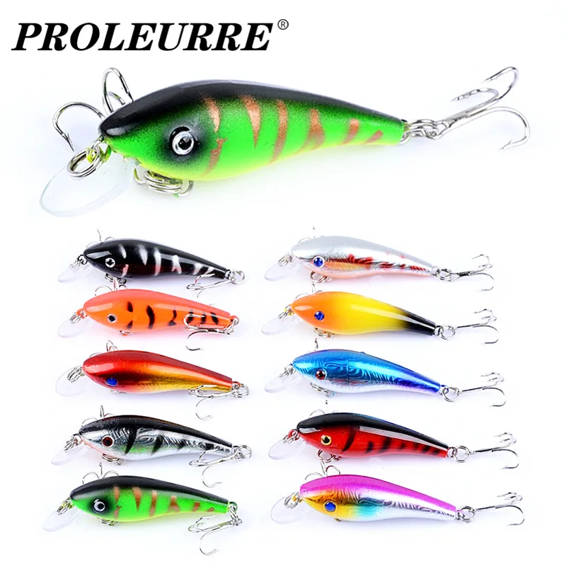 

1Pcs Minnow Fishing Lures 60mm 4.5g 3D Eyes Plastic Wobblers Artificial Hard Bait Crankbait Bass Pike Tackle With Treble Hooks